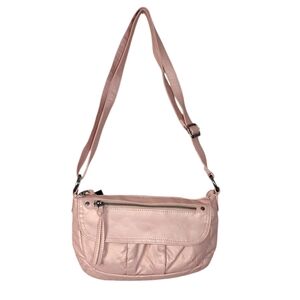 BUENO Women's Elegant Baby Pink Super Soft Multi Pocket Shoulder Bag